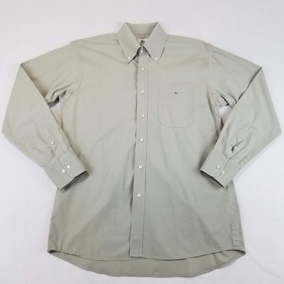 Lacoste Shirt Mens 44 Large Sage Green Button Down Long Sleeve Cotton Logo - Picture 9 of 9